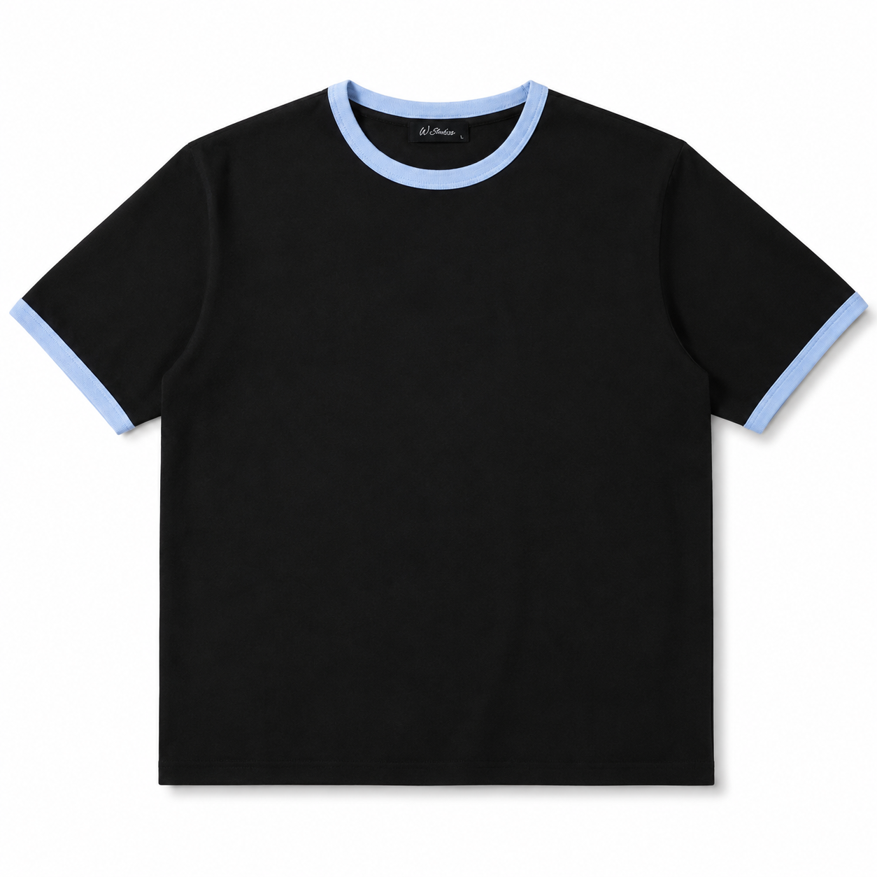 Ringer Tee — Black / Baby Blue