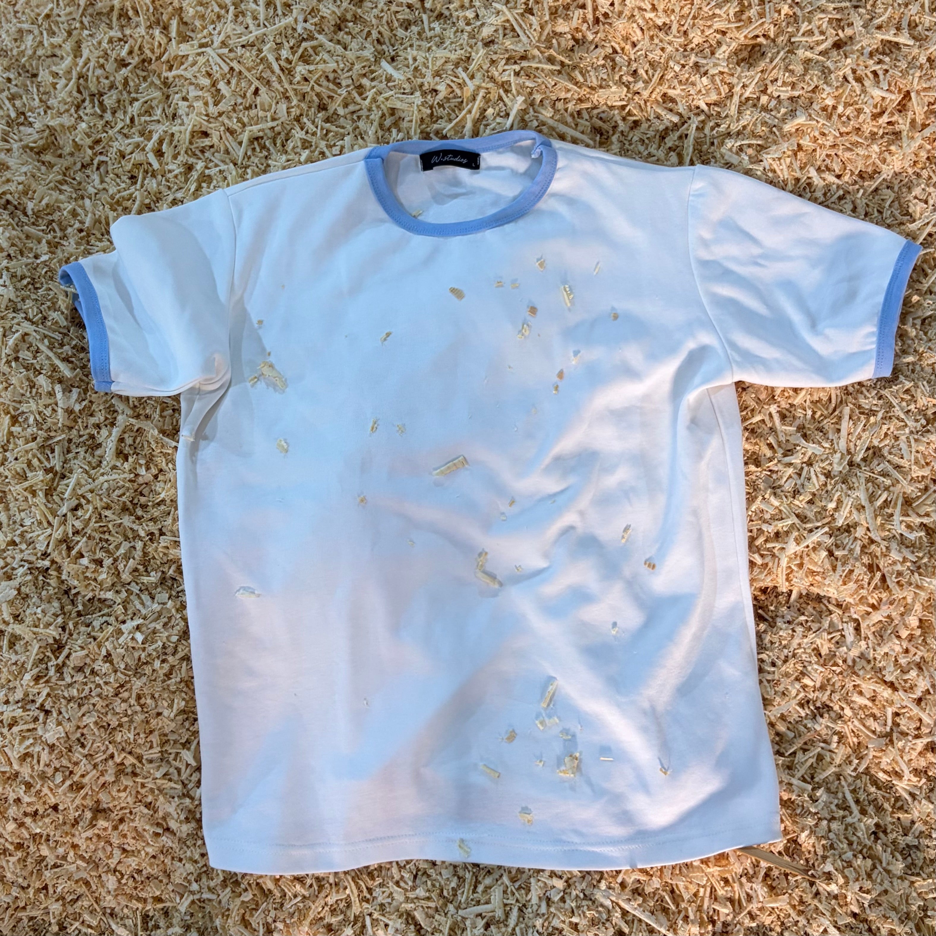 Ringer Tee — White / Baby Blue